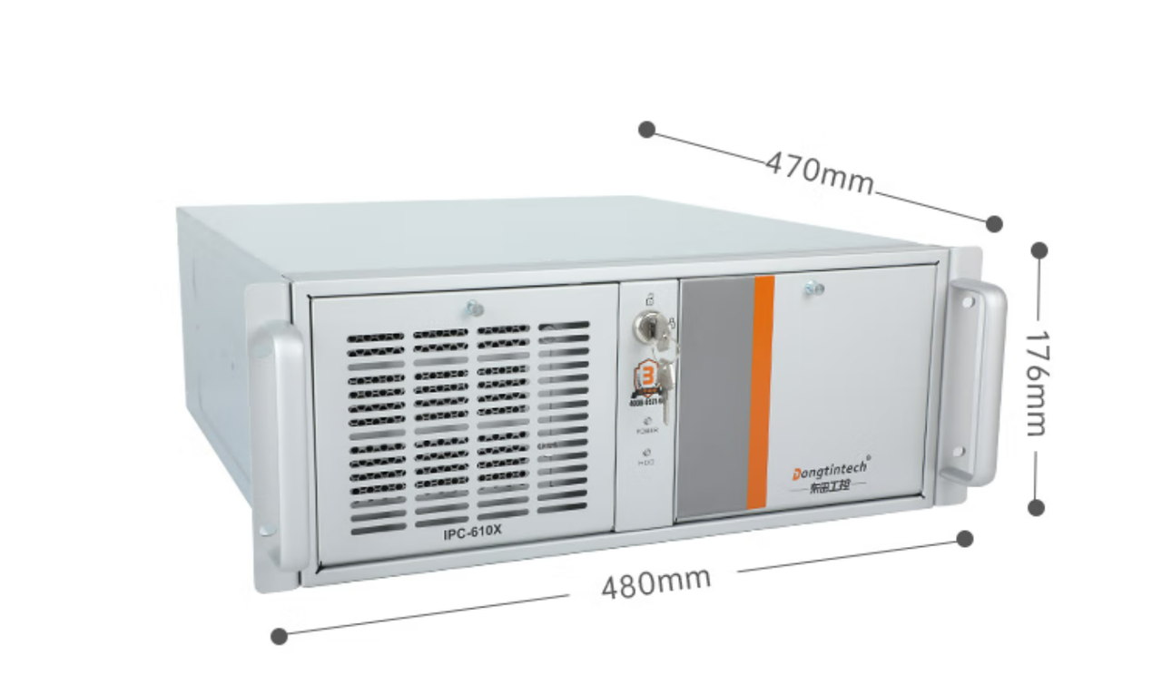 　這款機(jī)器采用了DT-610X機(jī)箱和DT-WR680MA主板。整體為銀灰色。采用了熱浸鍍鋅薄鋼板，防銹、耐候性強(qiáng)。并且它的防銹蝕性特別好，-般環(huán)境防蝕效果可達(dá)30-50年，熱浸鍍鋅薄鋼板外形美觀，加工容易。尺寸為430（481.6帶耳朵）*470*176mm（寬*深*高）,約重23kg，便于搬運(yùn)。